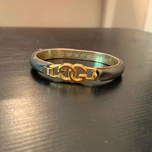 Authentic Gucci VintageDoubleG Leather Gray Bangle